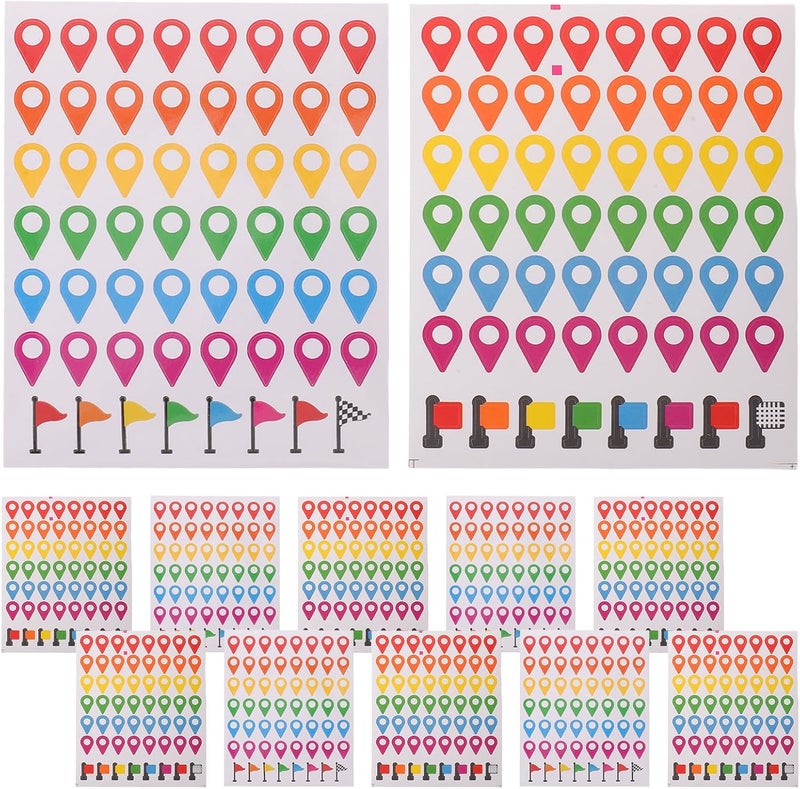 12 Sheets Map Location Marker Pointer Stickers - Travel Airplane Planner Stickers - Map Airplanes Marker Colorful Plane Labels for Scrapbooking Calendars Journals - Image 1