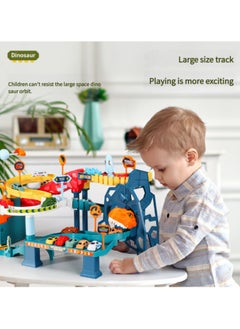 JoyousSto Dinosaur Space Track Toy Car Ramp Track Dinosaur Climbing Hills Railcar Colorful Vehicles Play Set with 4 Mini different color Racer Cars randomly and Track for Preschool Gifts Kids Ages 3 Years and Older  - Image 5