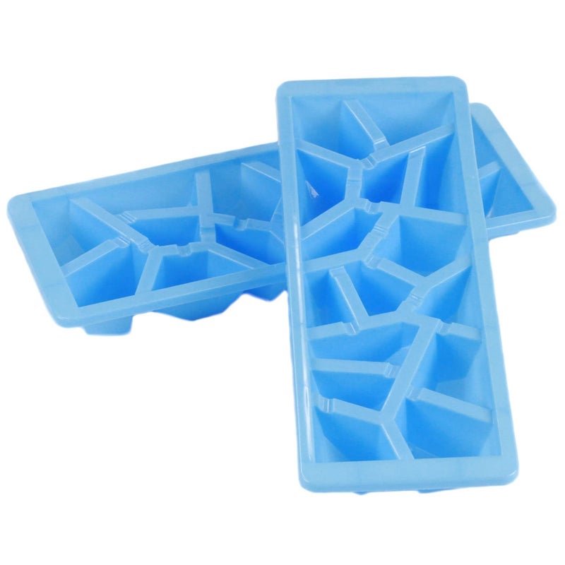 Chef Craft Select Plastic Ice Cube Tray, 10.25 inch 2 piece set yields 15 cubes, Blue
