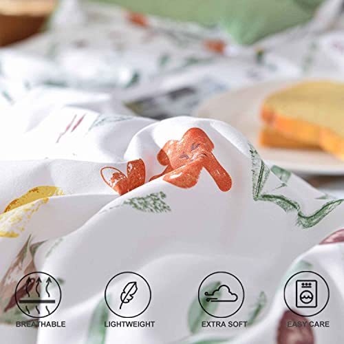 Faincy Floral Duvet Cover King Size - White Yellow Flowers and Green Leaf Spring Botanical Printed Microfiber Comforter Cover Set - 3PC 104X90 Soft and Lightweight Quilt Cover, Farmhouse Style for Women Men - Image 5