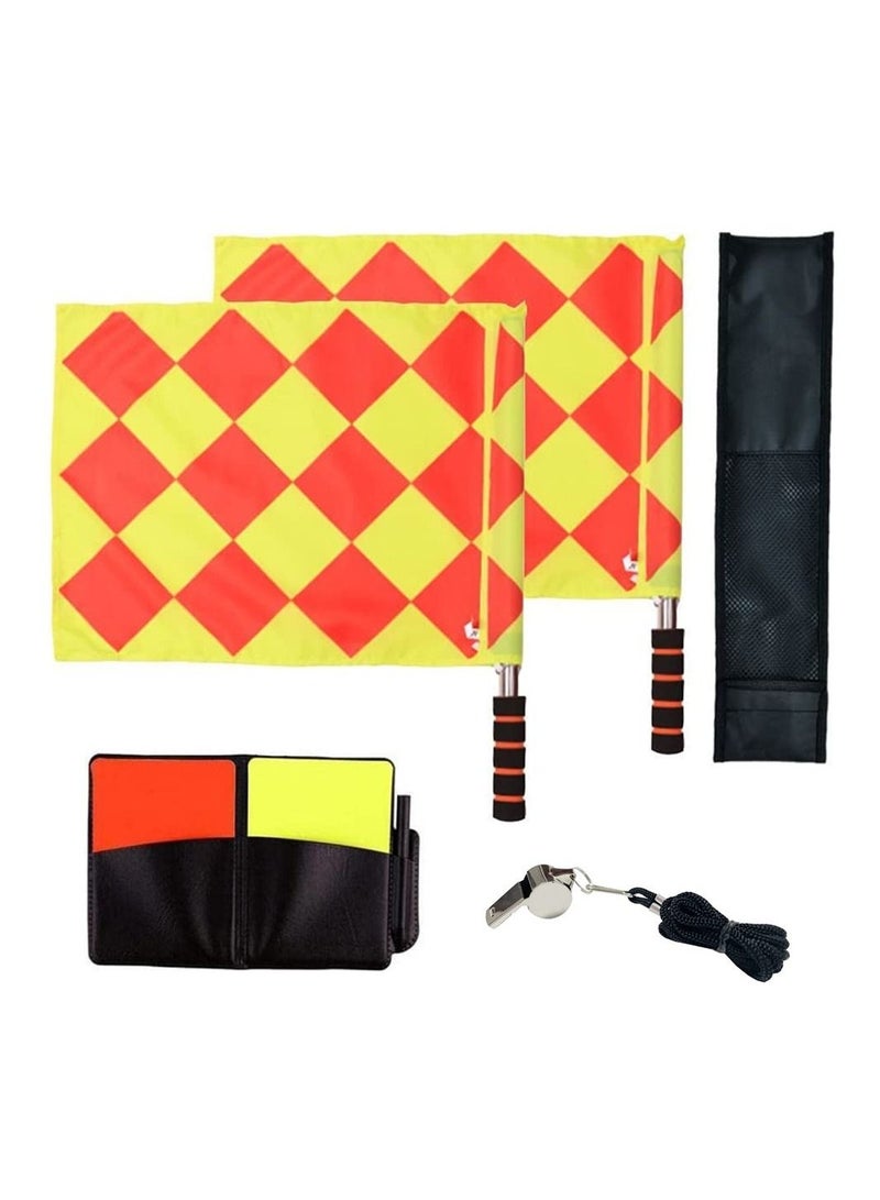 Generic Soccer Referee Flag Set Match Football Linesman Flags Red Yellow Cards with Notebook and Pencil Coach Whistles - Image 1