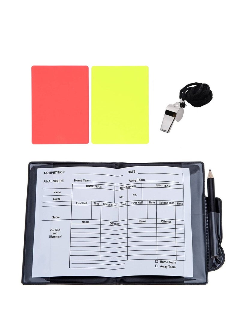 Generic Soccer Referee Flag Set Match Football Linesman Flags Red Yellow Cards with Notebook and Pencil Coach Whistles - Image 3