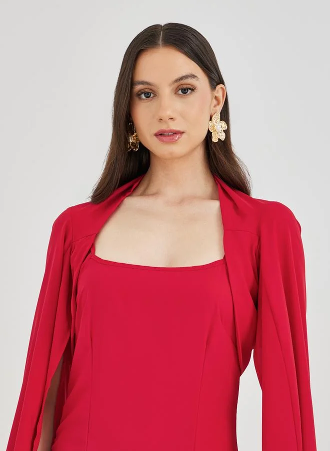 Take Two Take Two Strappy Bodycon Dress and Cape Sleeve Crop Jacket Co-Ords