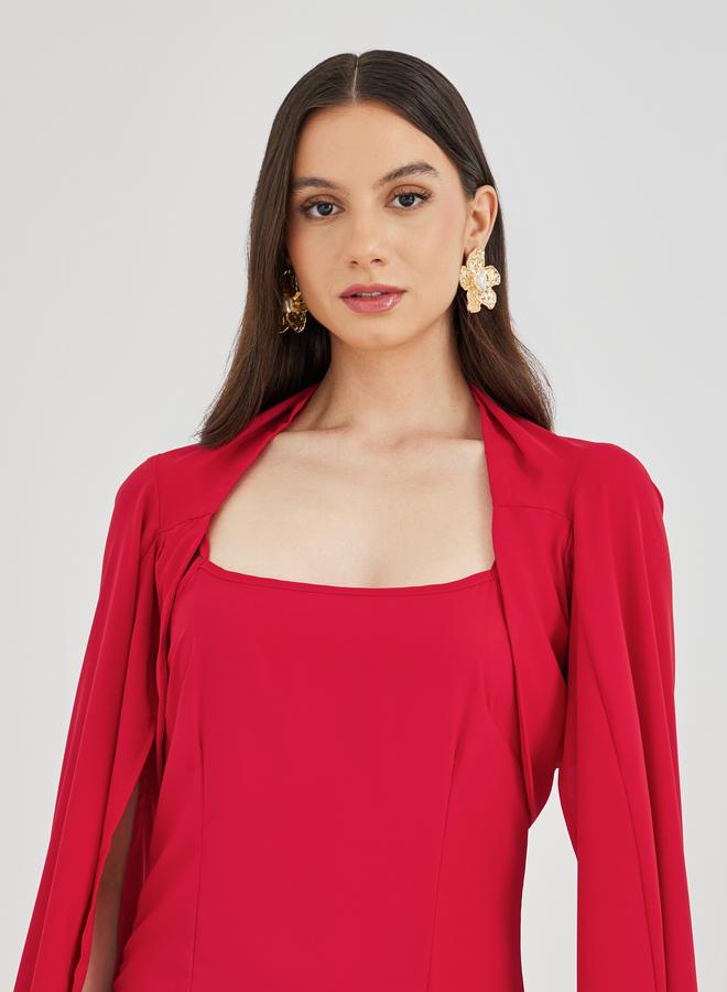 Take Two Strappy Bodycon Dress and Cape Sleeve Crop Jacket Co-Ords - Image 5