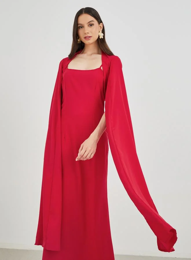Take Two Take Two Strappy Bodycon Dress and Cape Sleeve Crop Jacket Co-Ords
