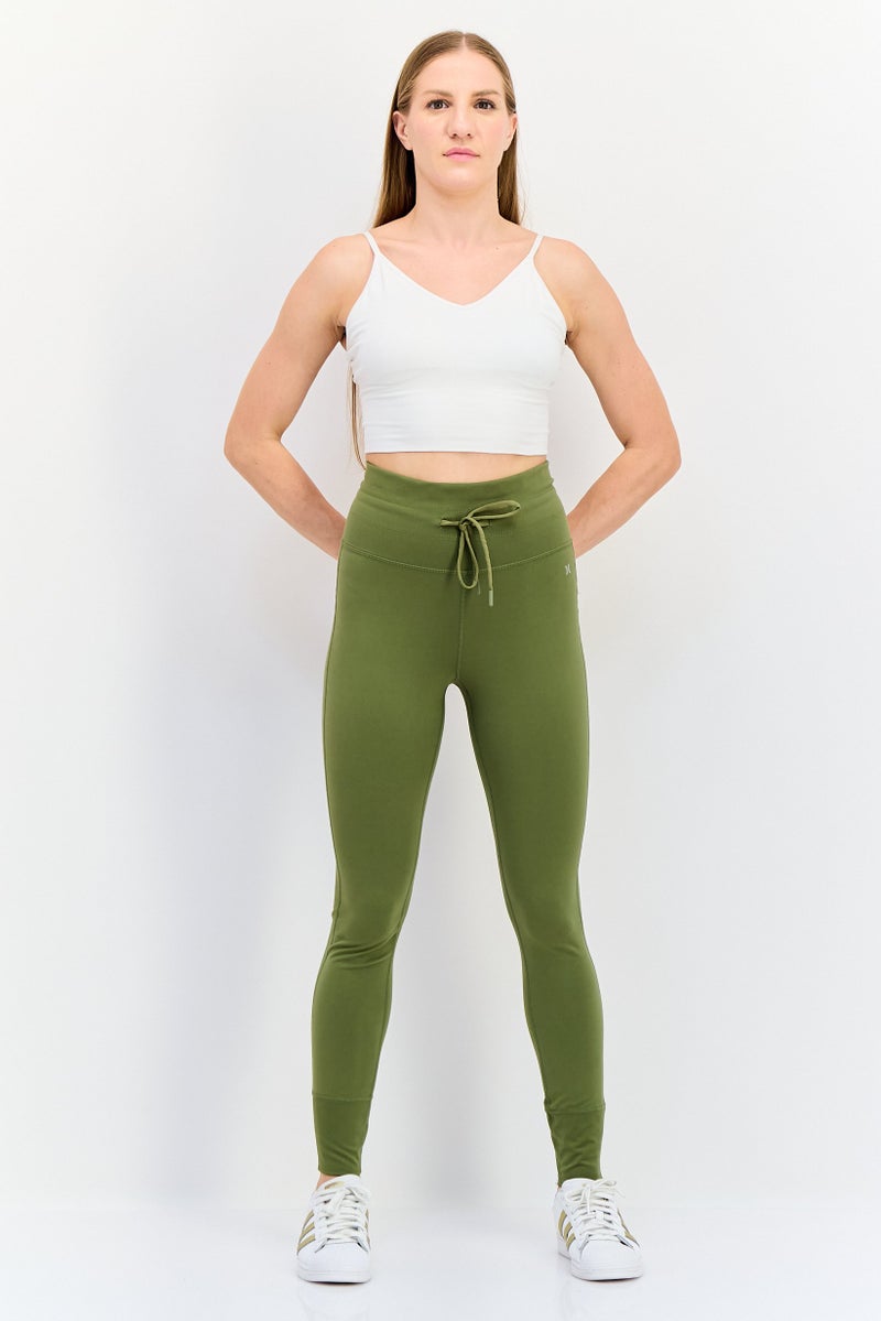 Hurley Women Sportswear Fit Brand Logo Training Leggings, Olive - Image 3