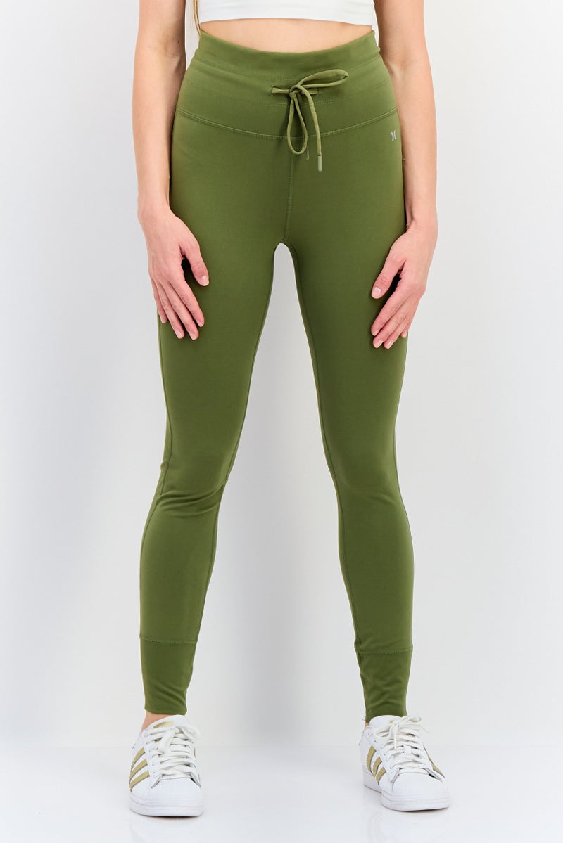 Hurley Women Sportswear Fit Brand Logo Training Leggings, Olive - Image 1