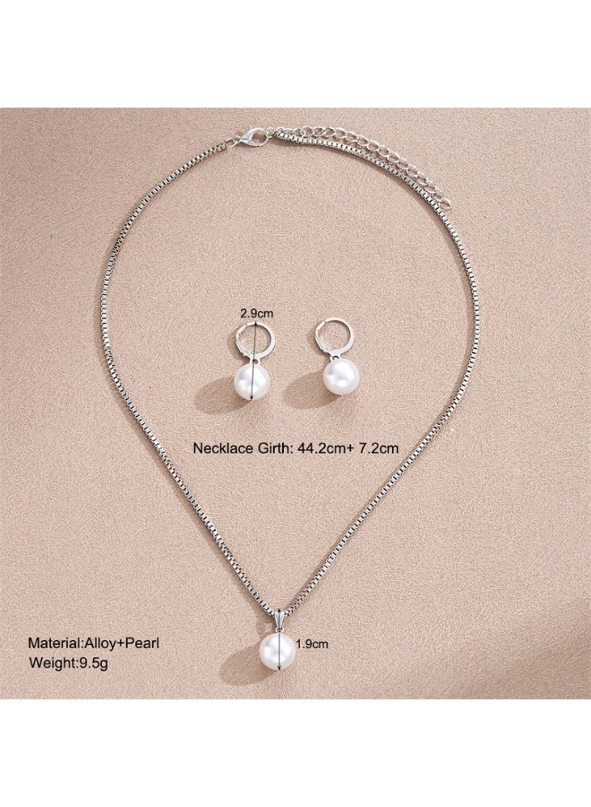 Lavida Pearl Earring Necklace Set for Women Girlfriend Imitation Pearl Gold Drop Dangle Earrings Adjustable Pendant Choker Chain for Bridesmaid Bride Wedding Ornament Bridal Birthday Gifts 2Sets - Image 4