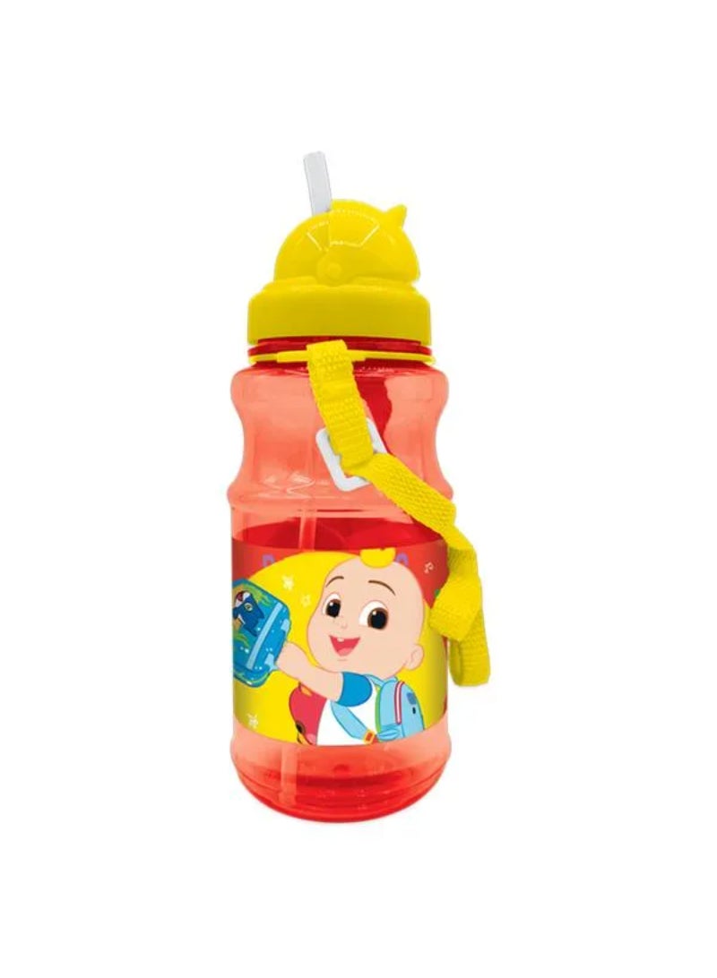 Cocomelon Kids Transparent Water Bottle with Straw and Strap Red and Yellow 500ml 144427