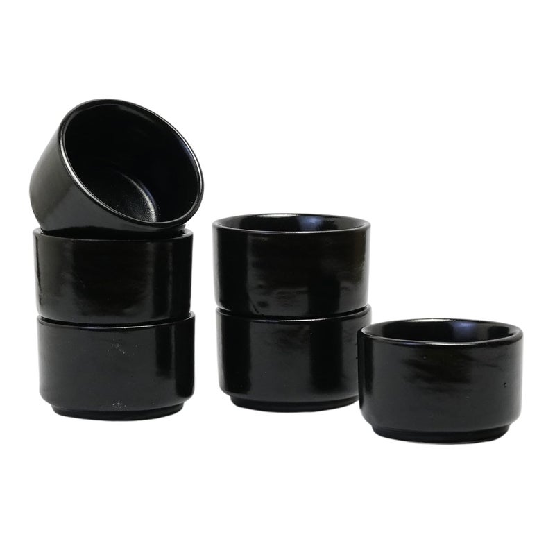 Freakway Ceramic Dip Bowls 50 ml Black Set of 6 Chutney Bowls Ketchup BowlsChutney BowlsDip Bowls - Image 3