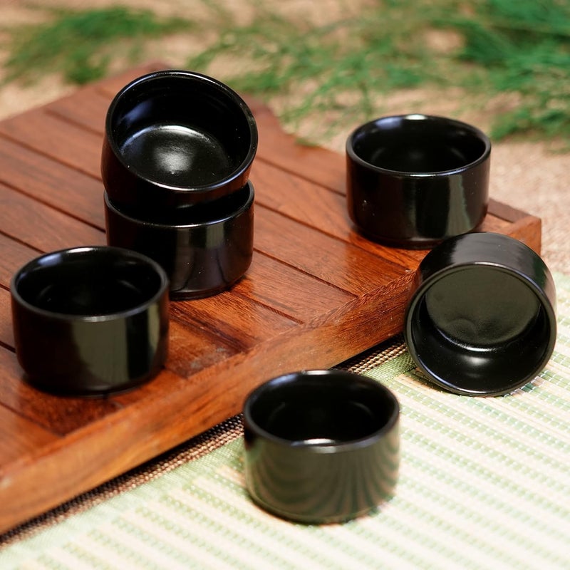 Freakway Ceramic Dip Bowls 50 ml Black Set of 6 Chutney Bowls Ketchup BowlsChutney BowlsDip Bowls - Image 1