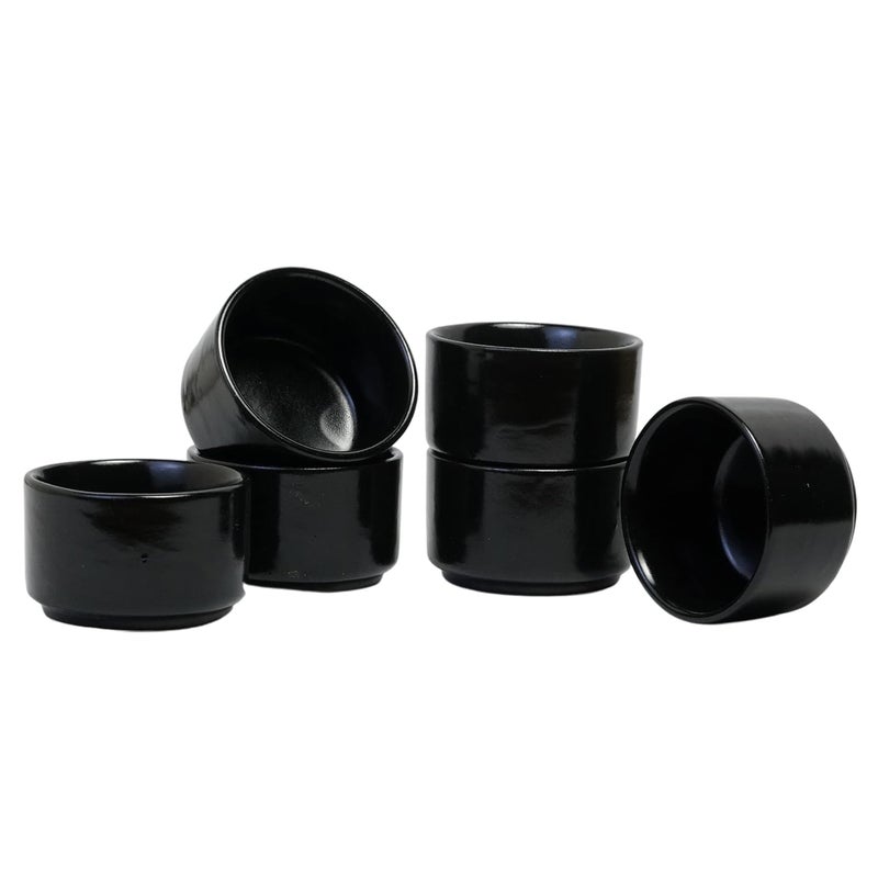 Freakway Ceramic Dip Bowls 50 ml Black Set of 6 Chutney Bowls Ketchup BowlsChutney BowlsDip Bowls - Image 2