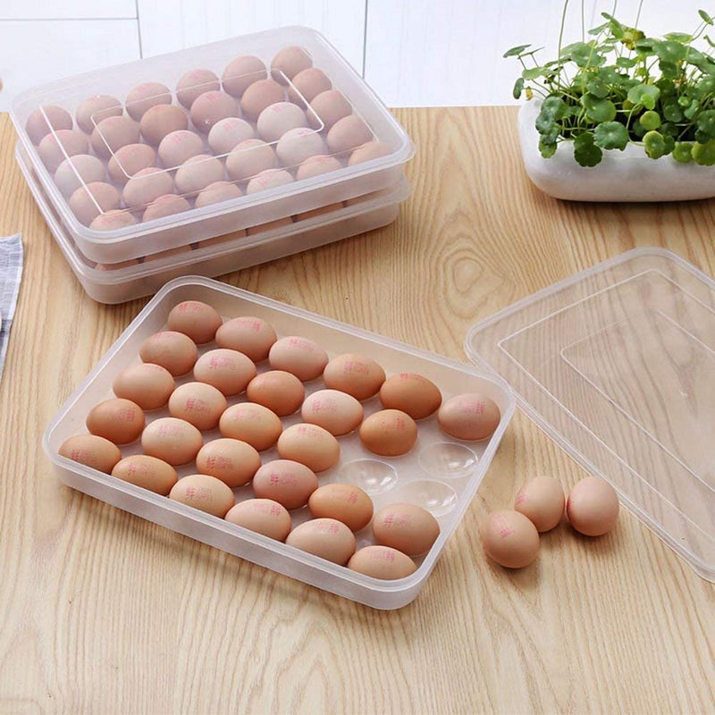 VDHJA Egg Storage Box Single Layer 24 Grids with Lid Basket Tray Useful for Home Kitchen Poultry Pack of 1 MultiColor - Image 1