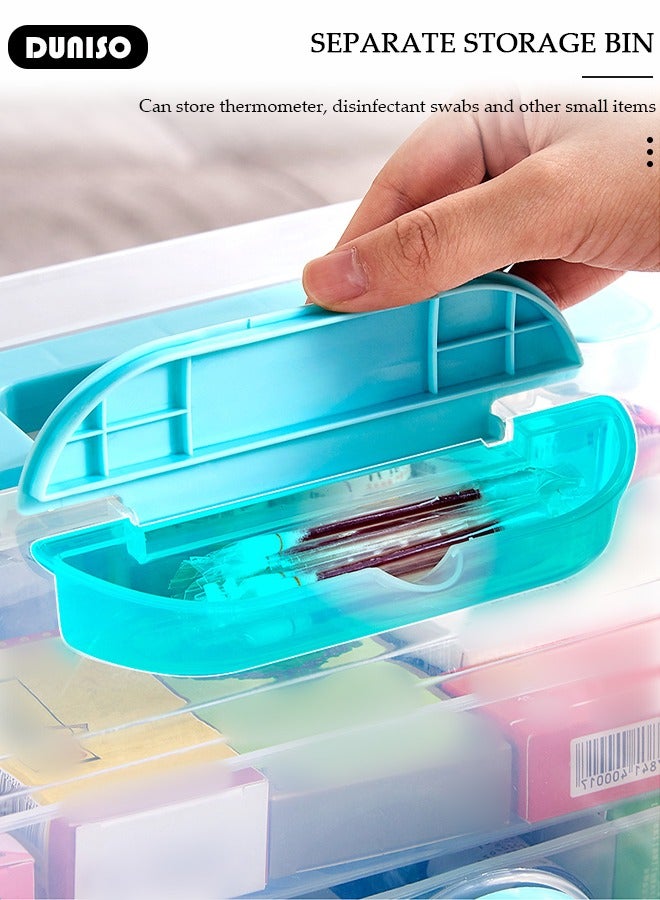 DUNISO 3 Layers Family Medicine Storage Box Container Clear First Aid Box Organizer with Locking,Lid,Handle, Multipurpose Durable Craft Tool Case Plastic Professional Emergency Bin for Home Travel Car Camping Office - Image 4