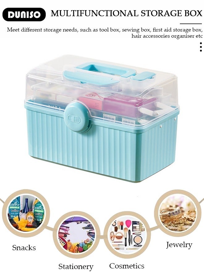 DUNISO 3 Layers Family Medicine Storage Box Container Clear First Aid Box Organizer with Locking,Lid,Handle, Multipurpose Durable Craft Tool Case Plastic Professional Emergency Bin for Home Travel Car Camping Office - Image 3
