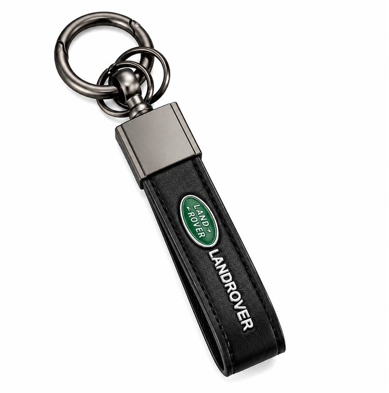 LAND ROVER Premium PU Leather Car Keychain with Zinc Alloy Metal Ring | Luxury Automotive Style Key Holder | Durable Key Organizer for Car, Home & Office Keys | Black - Image 1