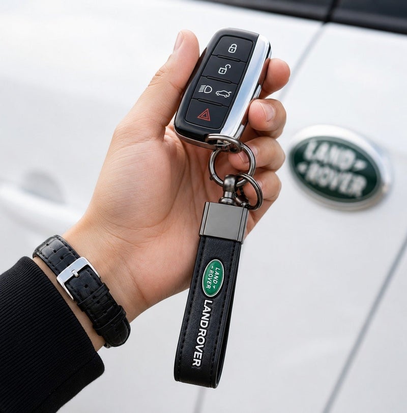 LAND ROVER Premium PU Leather Car Keychain with Zinc Alloy Metal Ring | Luxury Automotive Style Key Holder | Durable Key Organizer for Car, Home & Office Keys | Black - Image 2