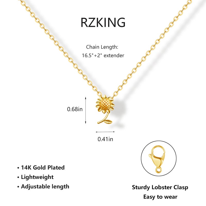 RZKING Sunflower Gifts for Women, Sunflower Necklace Thank You Gifts for Women (Sunflower) - Image 2