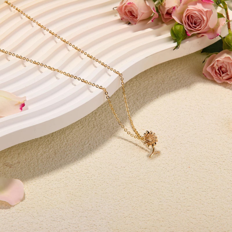 RZKING Sunflower Gifts for Women, Sunflower Necklace Thank You Gifts for Women (Sunflower) - Image 4