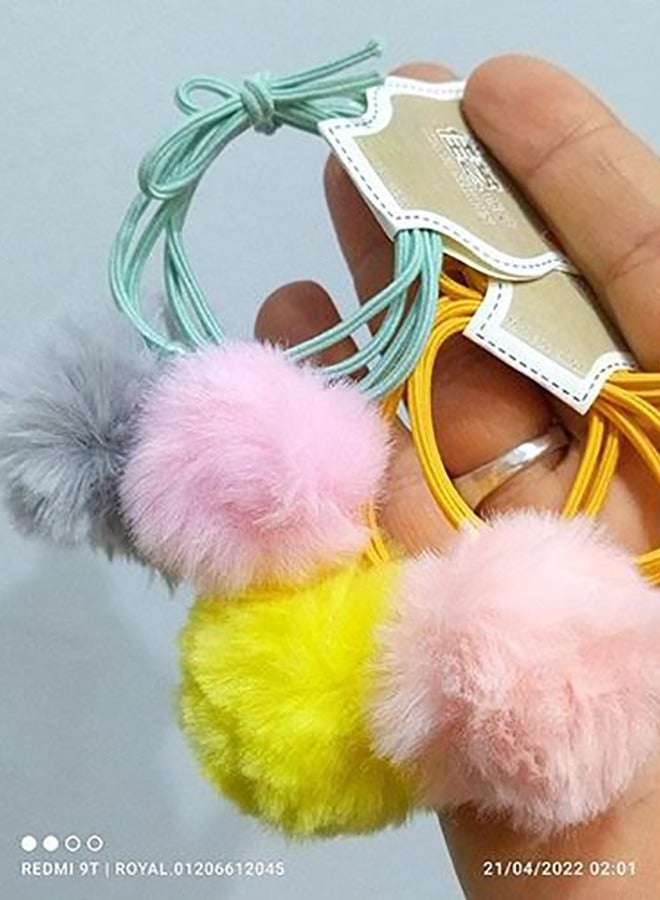 Generic Hair Ties Fur Ball Elastic  4 Pcs - Image 4