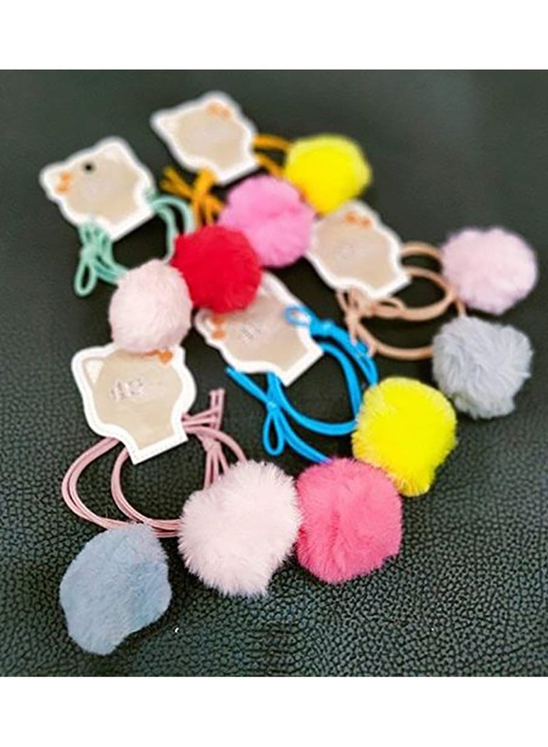 Generic Hair Ties Fur Ball Elastic  4 Pcs - Image 1