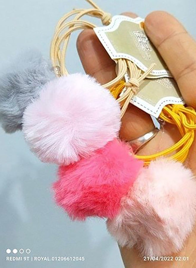 Generic Hair Ties Fur Ball Elastic  4 Pcs - Image 3