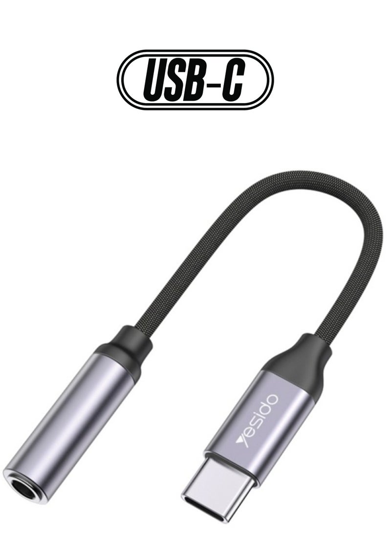 Yesido YAU19 Type-C to 3.5mm Audio Adapter Cable(Grey) - Image 1
