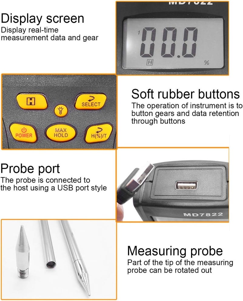 klarako Digital Moisture Meter, Large‑Screen Moisture Testing Device, LCD for Coffee Beans Rice Wheat Corn - Image 3