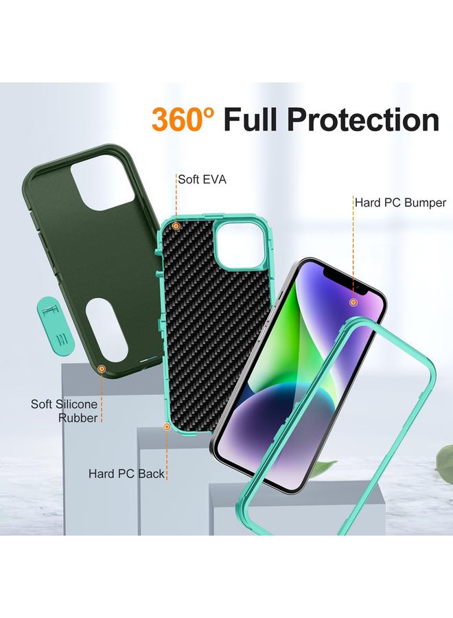 زبون جراب لهاتف iPhone 13 Defender Gen2 مصنوع من مادة البولي كربونات المتينة + جراب هاتف من السيليكون مع حامل - Image 4