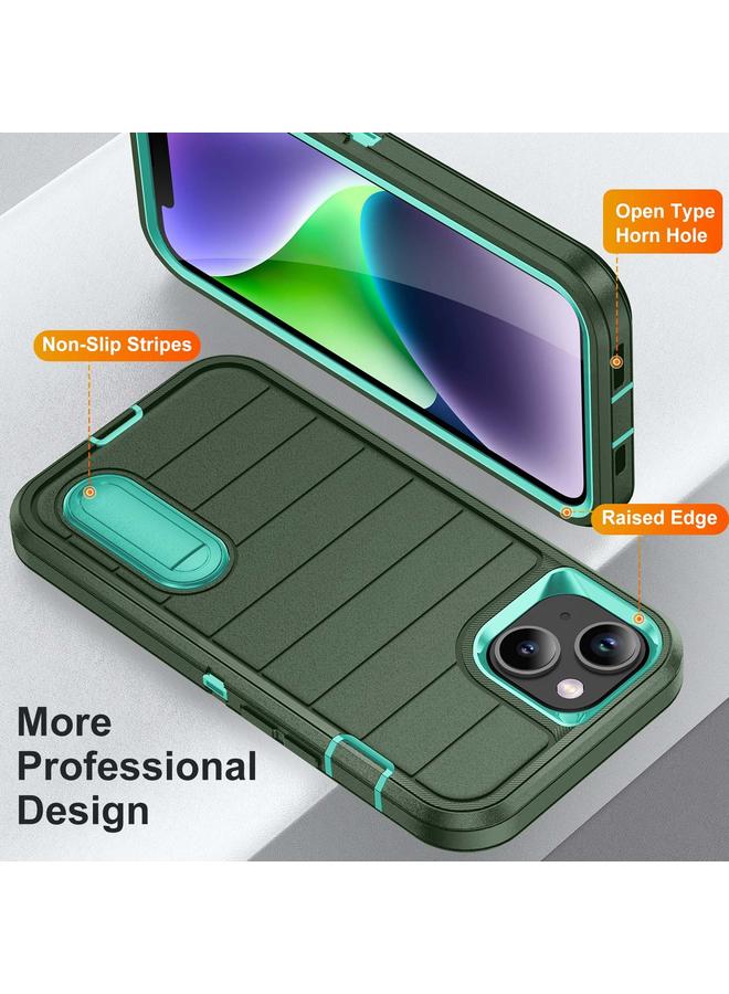 زبون جراب لهاتف iPhone 13 Defender Gen2 مصنوع من مادة البولي كربونات المتينة + جراب هاتف من السيليكون مع حامل - Image 3