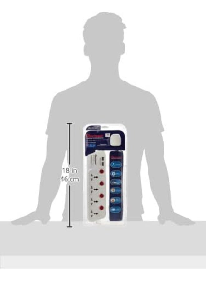 OSHTRACO كابل تمديد مع مفتاح 4 طرق من أوشتراكو بطول 4 متر و 2.1A USB - Image 3