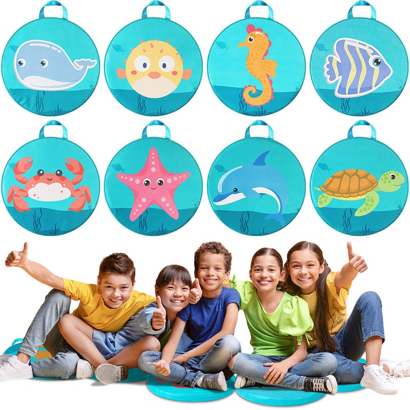 Suzile 8 Pcs Under the Sea Kids Floor Cushions for Classroom Ocean Animals Flexible Seating Mat Round Soft Waterproof Floor Pillow for Home Daycare Preschool Kindergarten 8 Styles - Image 2