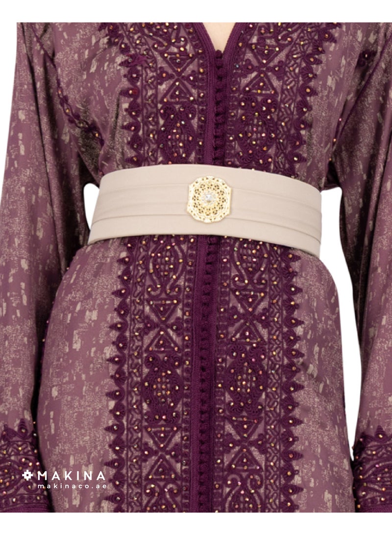 MAKINA A Royal Moroccan Kaftan, Burgundy Cool Cotton Crepe - Image 3