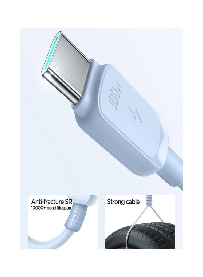JOYROOM 100W Power Delivery PD Fast Charge Cable USB C To USB C Compatible For iPad Mini 6 MacBook Pro 2021 14 16 Inch MacBook Air iPad Pro 12.9 Inch Samsung S23 Plus Huawei P40 1.2 Meter Blue - Image 2