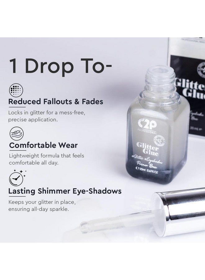 Glitter Glue | Long-Lasting, Waterproof, Quick-Drying Adhesive For Loose Eyeshadow And Pigments, And Glitter Two-Way Liquid With Dropper Adhesive For Eye Makeup
