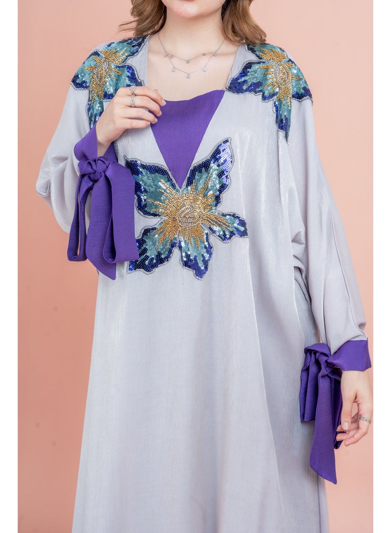 IKKXA Crystal Handwork Modern Jalabiya IK1048 Beige - Image 2