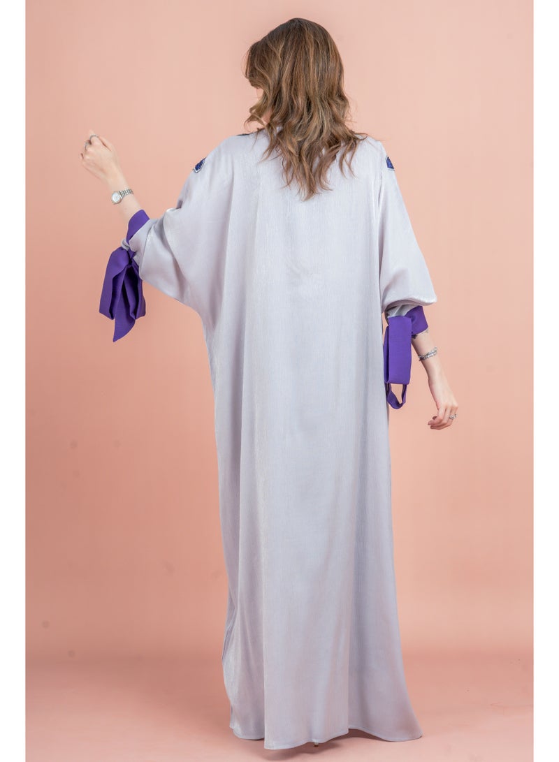 IKKXA Crystal Handwork Modern Jalabiya IK1048 Beige - Image 4