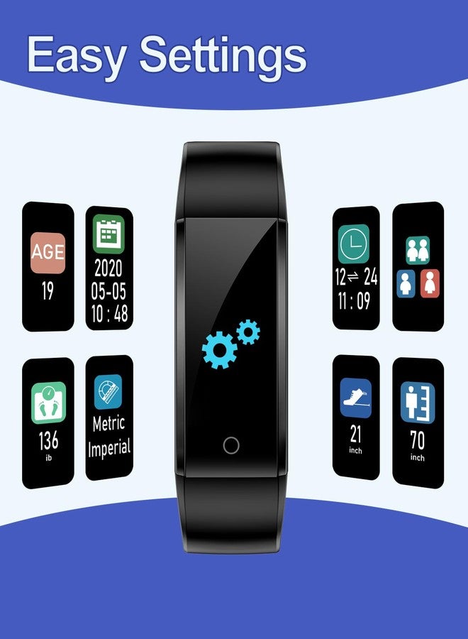 GRV Fitness Tracker Non Bluetooth Fitness Watch No App No Phone Required Waterproof Pedometer Watch with Steps Calories Counter Sleep Tracker for Men Women Parents (Black) - Image 4