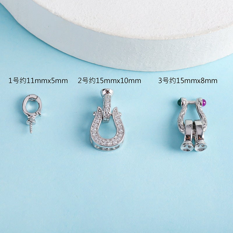 S925 Silver Gold Plated Pearl Buckle Horseshoe Buckle Handmade Diy Pearl Bracelet Necklace Coil Buckle Removable Connecting Buckle - Image 3