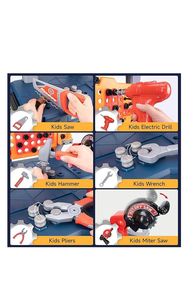 Kids Tool Bench,65 PCS Durable Pretend Play Tool Toys Set,KidsTool Bench Made Of Durable Plastic,Indoor/Outdoor Tool Bench For Children Construction,Tool Box For Toddlers Boys And Girls Gift, 40x15.5x26.5CM - Image 4