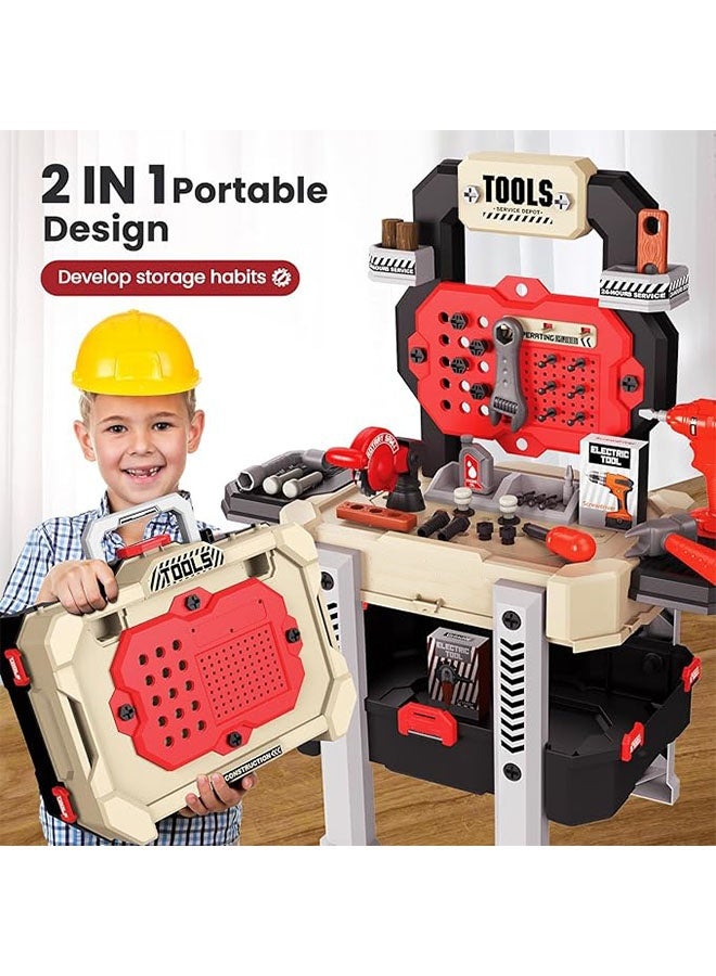 Kids Tool Bench,65 PCS Durable Pretend Play Tool Toys Set,KidsTool Bench Made Of Durable Plastic,Indoor/Outdoor Tool Bench For Children Construction,Tool Box For Toddlers Boys And Girls Gift, 40x15.5x26.5CM - Image 3