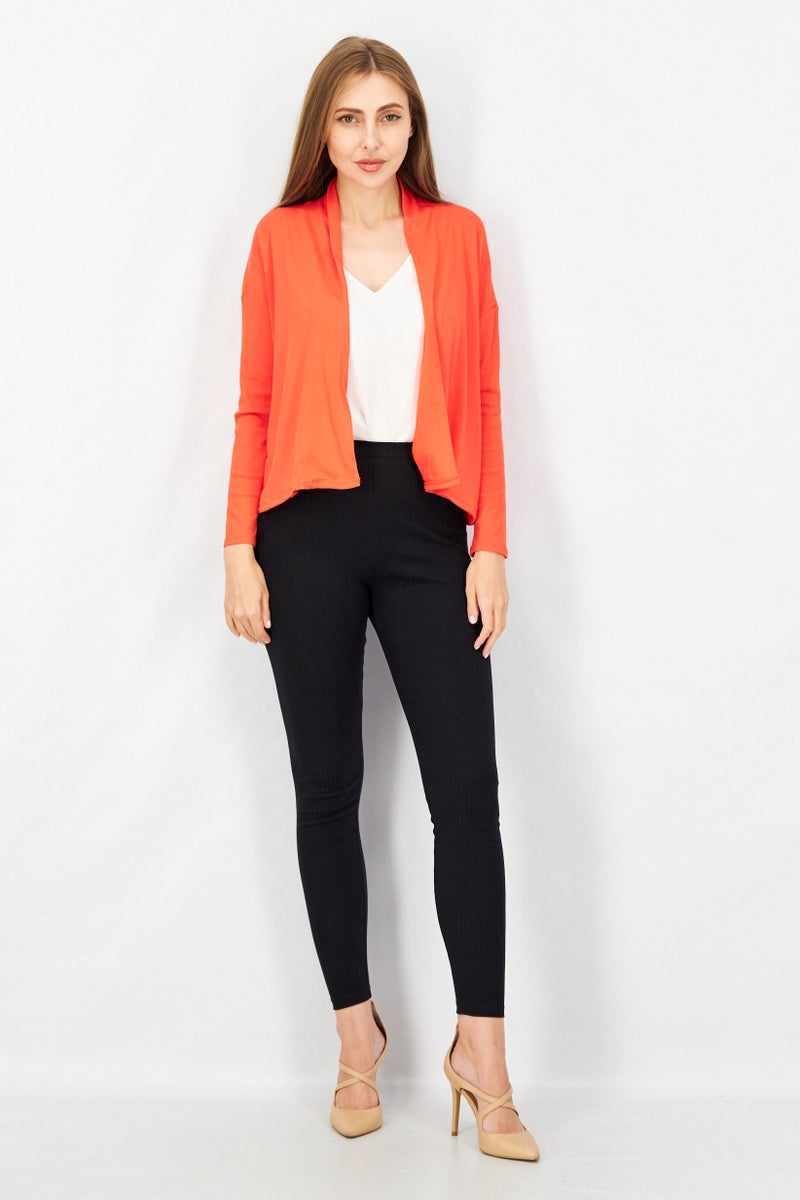 BB Dakota Women Split Neck Plain Cardigans, Hibiscus - Image 3