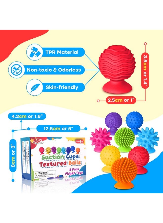 SMALL FISH ألعاب فidget الحسية للأطفال والبالغين: ألعاب أكواب شفط ذات ملمس للتوحد - ألعاب حسية قابلة للضغط للفصول الدراسية والحمام - 8 قطع لوازم ركن الهدوء للأولاد والمراهقين - أنشطة لرحلات الطريق - Image 4