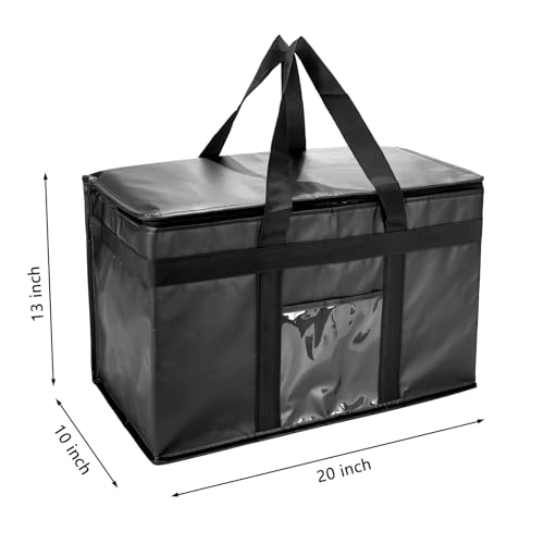 Yalin XXL Large Insulated Cooler Bag, Styrofoam Cooler of Keep Food Hot or Cold, Reusable Double Zipper Food Delivery Bag for Grocery Shopping, 20" W x 13" H x 10" D (Black, XXL (Pro)) - Image 5