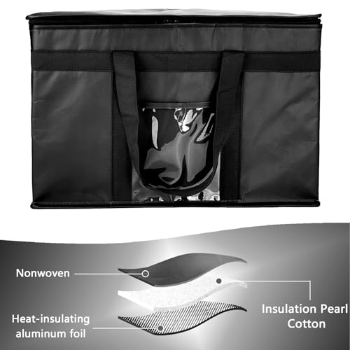 Yalin XXL Large Insulated Cooler Bag, Styrofoam Cooler of Keep Food Hot or Cold, Reusable Double Zipper Food Delivery Bag for Grocery Shopping, 20" W x 13" H x 10" D (Black, XXL (Pro)) - Image 4