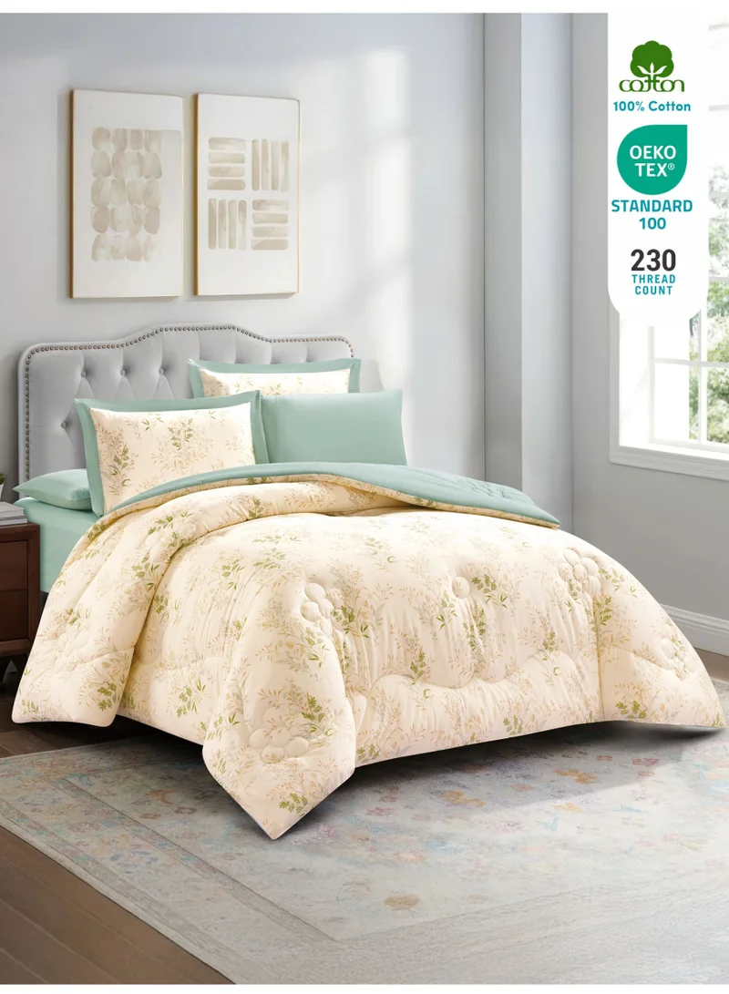 دوناتيلا طقم مفرش ناتشورال كولكشن مشجر 6 قطع مقاس مزدوج 200×200 قطن طبيعي 230 غرزة