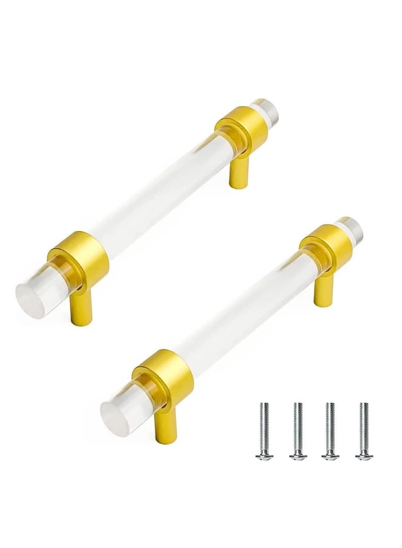 Pack Kitchen Cabinet Handles, 128mm Gold Kitchen Door Handles, 170mm Hole Center T Bar Drawer Cupboard Handles with Screws, Kitchen Drawer Pulls Bathroom Bedroom Wardrobe  - Image 1