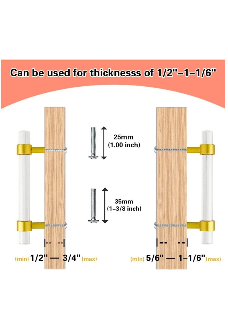 Pack Kitchen Cabinet Handles, 128mm Gold Kitchen Door Handles, 170mm Hole Center T Bar Drawer Cupboard Handles with Screws, Kitchen Drawer Pulls Bathroom Bedroom Wardrobe  - Image 3