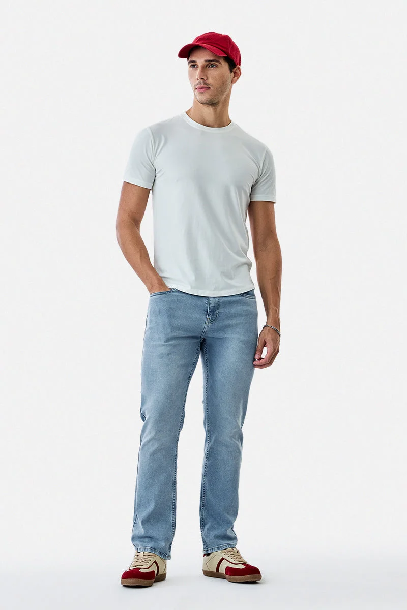 SNITCH Light Blue Solid Straight Fit Casual Jeans