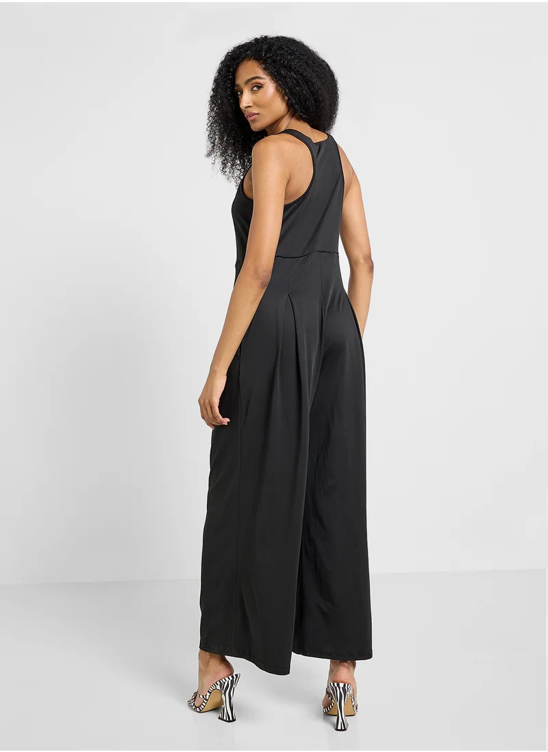 Ginger Square Neck Knitted Wide Leg Jumpsuit